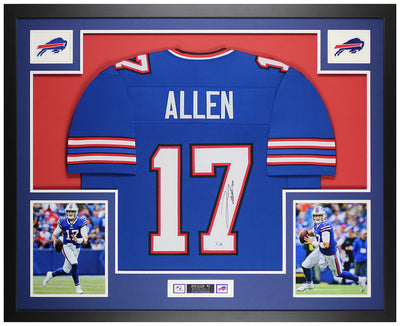 Josh Allen Autographed and Framed Blue Buffalo Jersey Auto Beckett COA
