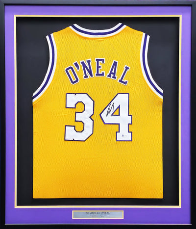 Los Angeles Lakers Shaquille O'neal Autographed Signed Framed Yellow Jersey Beckett Beckett