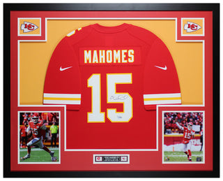 Patrick Mahomes Autographed & Framed Red Kansas City Chiefs Jersey Auto Fanatics COA