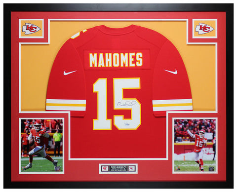 Patrick Mahomes Autographed & Framed Red Kansas City Chiefs Jersey Auto Fanatics COA